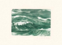 Aus der Serie: Winzige Ozeane, ab 2002, Monotypie, Öl auf Japan-Simili-Papier, Plattenformat ca. 7x10 cm